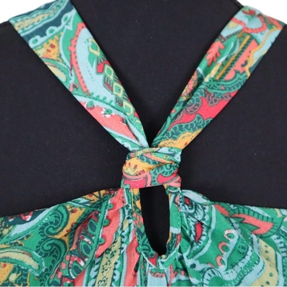NWT Maurices Green Paisley Halter Flowy Dress | Boho Chic | Size Small - Picture 6 of 9